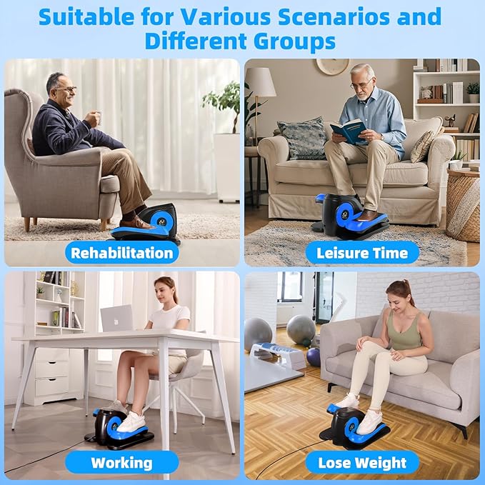 ANCHEER Under Desk Elliptical, Ellipse Leg Exerciser for Seniors Fully Assembled , Electric Seated Pedal Exerciser with Remote Control & 12 Adjustable Speed/Resistance