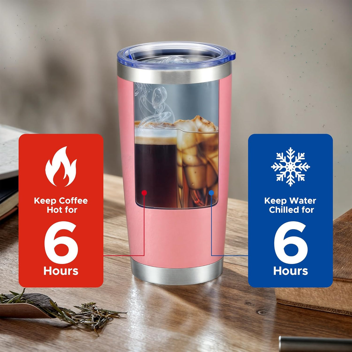 OMTech 20oz Tumblers Bulk, 12pc Stainless Steel Tumbler Set with Lid & Straw, Double Wall Vacuum Insulated Mug for Laser Engraver, Travel Coffee Mug for Hot & Cold Drinks, Pink Powder Coated Cup