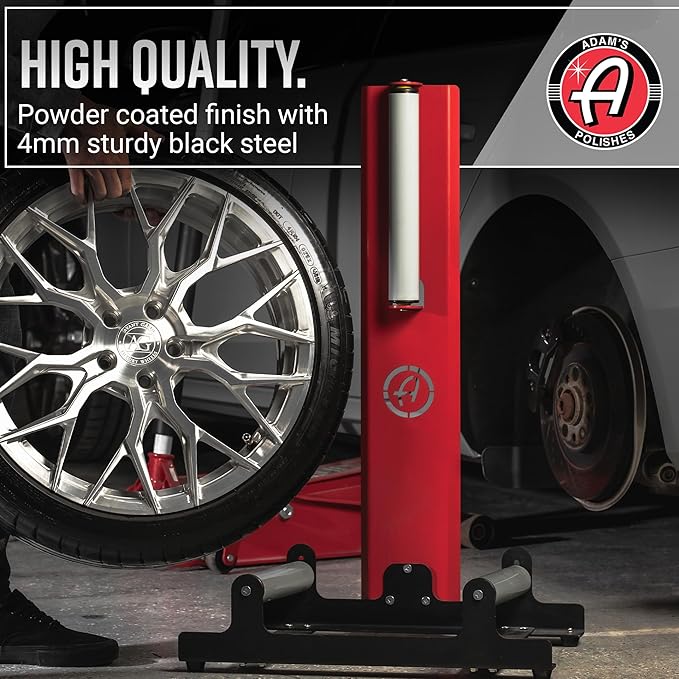 Adam's Polishes Rolling Wheel Detailing Stand - Wheel & Tire Car Detailing Roller for Cleaning, Ceramic Coating, Applying Tire Shine & Car Wheel Wash | Garage Accessory for Detailers