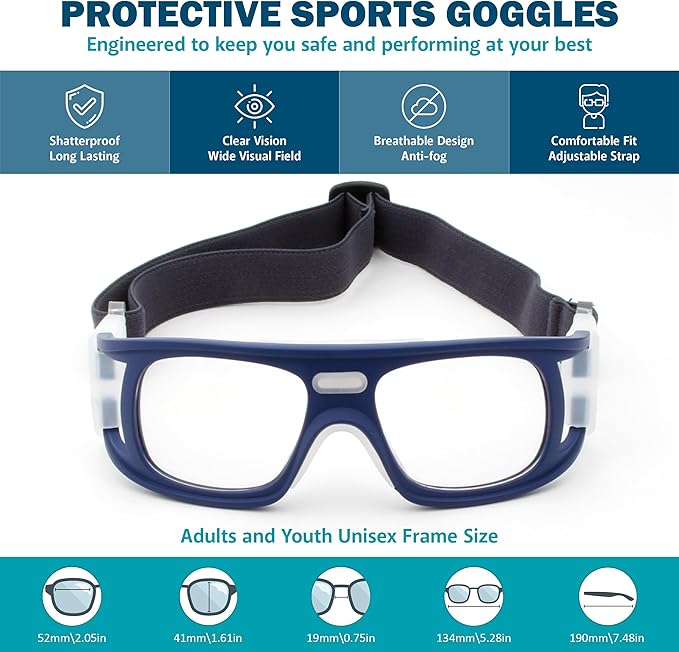 BLUE CUT Safety Outdoor Sports Goggles Unisex Anti Fog Ideal For Basketball Racquetball