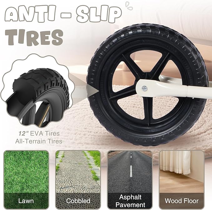 12 inch Toddler Balance Bike Adjustable Handlebar & Seat Anti-Slip Grip Suitable for 2-5 Years Old with Footrest Lightweight for Tolddlers Boys Girls Multiple Colors to Choose