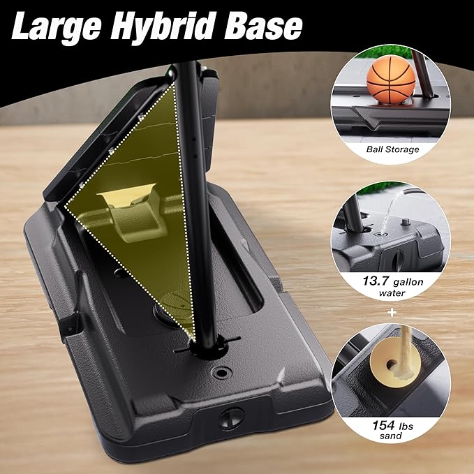 Basketball Hoop Outdoor 10 FT Height Adjustable, Portable Basketball Goals Systems with 45" Backboard for Youth Adults Kids - Backyard, Driveway, Indoor Play