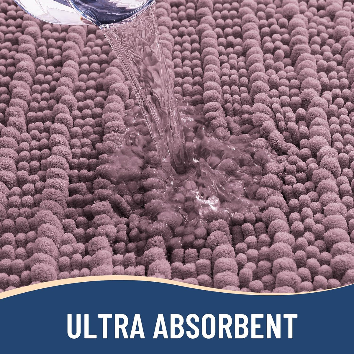 Arotive Luxury Chenille Bathroom Rug Mat, Extra Soft Thick Absorbent Shaggy Bath Rugs, Non-Slip Machine Wash Dry, Plush Bath Mats for Bathroom, Shower and Tub, 30x17, Deep Plum
