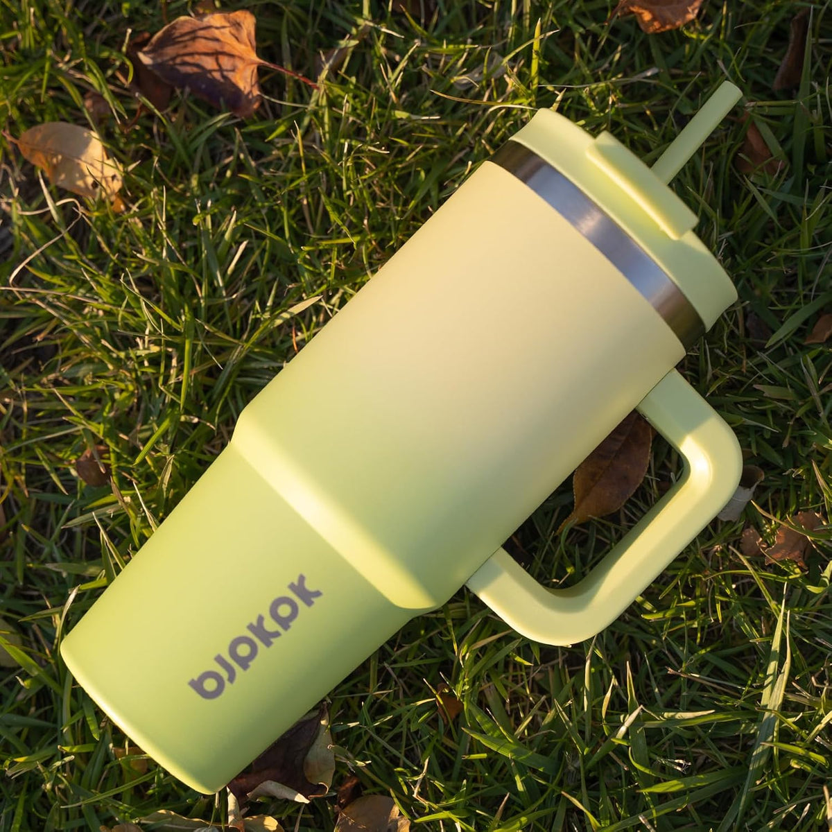 BJPKPK 40oz Stainless Steel Insulated Tumbler With Handle And Lid Straw Travel Coffee Mug Thermal Cup,Pistachio Green