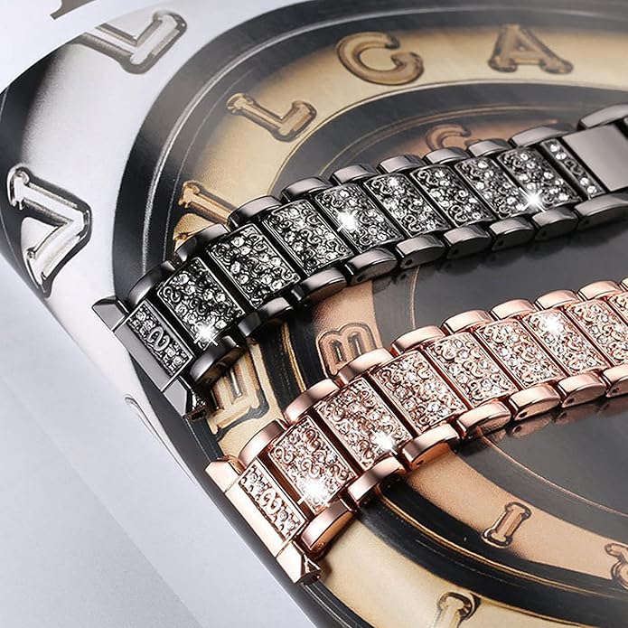 22mm Women's Jewelry Bling Diamond Metal Dressy Strap, Adjustable Replacement Strap Accessories Compatible for GTX12, T60 Smart Watches