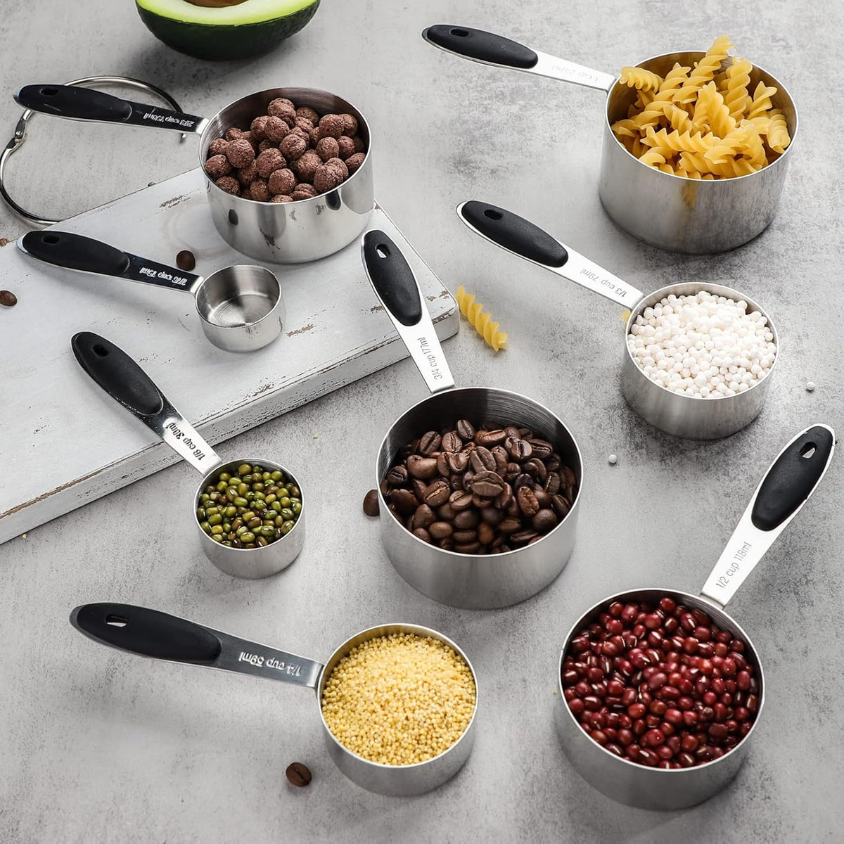Measuring Cups Set of 8 Stainless Steel Measuring Cups for Dry and Liquid Ingredients