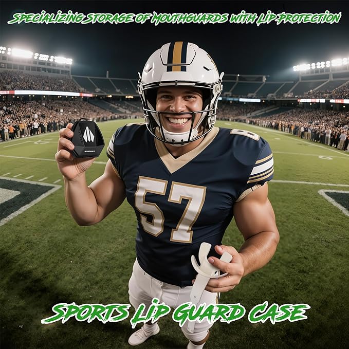 ARGOMAX Sports Lip Guard Case with Clip, Specializing Storage of Mouthguards with Lip Protection. Compatible with Various Brands of Football Lip Guard, Black+White.