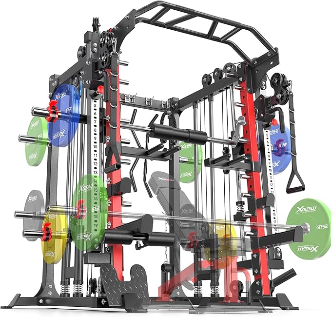 Power Cage,1600lbs Multi-Function Power Rack with Adjustable Cable Crossover System and More Training Attachment, Weight Cage for Home Gym