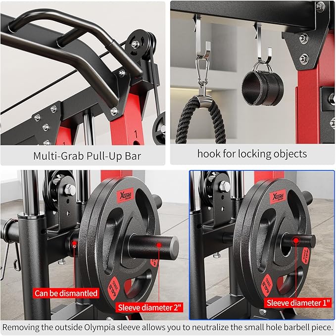 Smith Machine with Cable Crossover System, Multi-Function Power Cage Squat Rack for Home Gym, Power Rack and Packages Weight Sets.