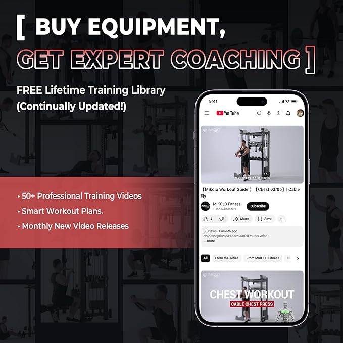 Mikolo Power Cage, Power Rack with Cable Crossover System, 1500LBS Squat Rack with LAT Pull Down System, Workout Cage with Pulley System for Fitness Home Gym