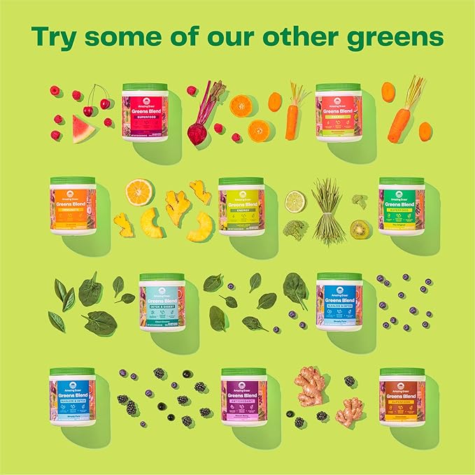 Amazing Grass Greens Blend Antioxidant: Super Greens Powder with Spirulina, Beet Root Powder, Elderberry, Prebiotics & Probiotics, Sweet Berry, 15 Servings (Packaging May Vary)