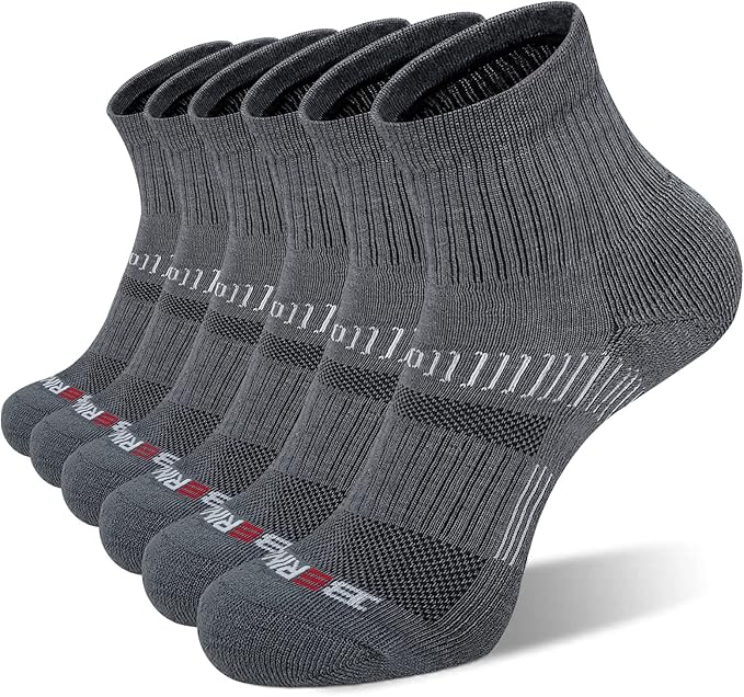 BERING Men's Athletic Ankle Socks Cushioned Quarter Running (6 Pairs)