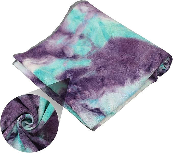 Yoga Towels , Non Slip Hot Yoga Towel Skidless Waffle Texture, 100% Absorbent Odorless Microfiber Yoga Blanket, Standard Sized 24 inchx72 inch Mat Towel,for Hot Yoga, Bikram, Pilates (Green & Pink)