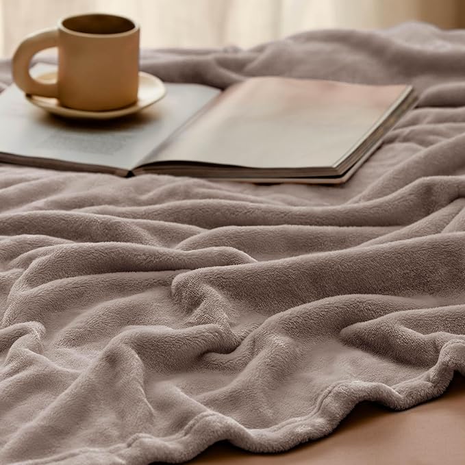 Bedsure Fleece Bed Blankets Queen Size Mocha Brown - Soft Lightweight Plush Fuzzy Cozy Luxury Blanket Microfiber, 90x90 inches