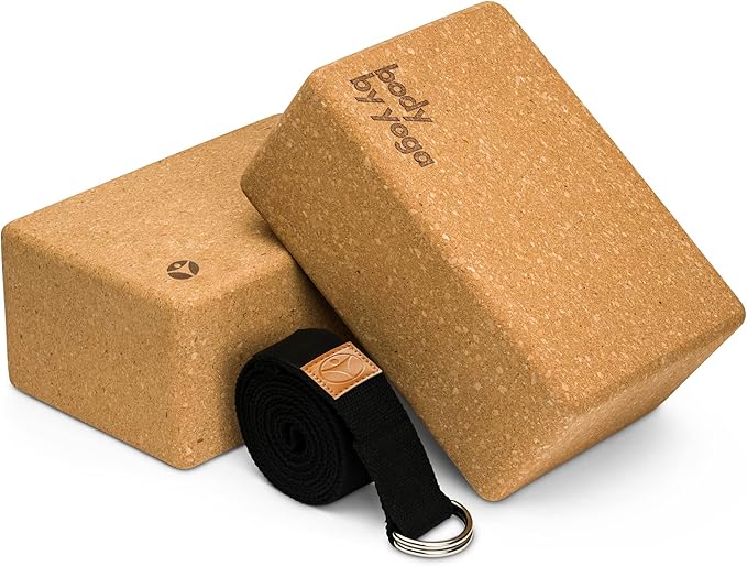 Premium Cork Yoga Blocks - Extra Large Yoga Block 2-Pack or Extra Tall 1-Pack for Inflexible Yogis | Natural, High-Density Cork for Superior Support & Stability | Optional Yoga Strap & Gift Box