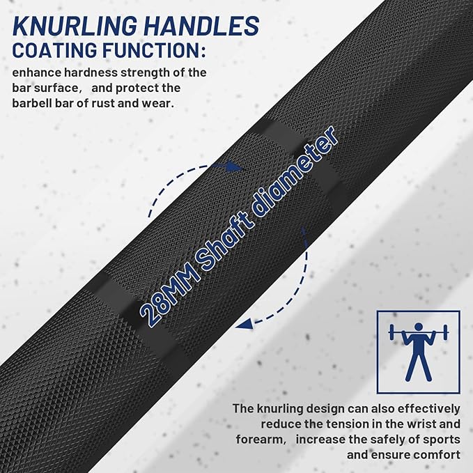 7ft Olympic Barbell Bar 45LB Load 1500lbs Capacity Available, for Gym Home Exercises, Weightlifting, Powerlifting for 2" Olympic Plates