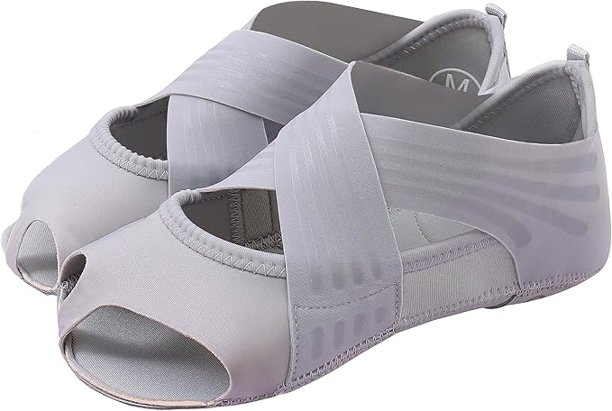 ABIRAM Yoga Socks Toeless Non-Slip Grips & Straps, for Pilates, Barre, Ballet, Bikram, Workout for Women