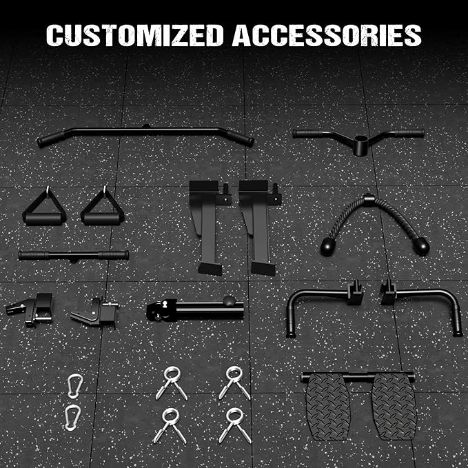 Power Cage, 2000LBS Multi-Function C21 Power Rack with Dual Pulley Cable Crossover System, All-in-One Squat Rack with More Training Attachments