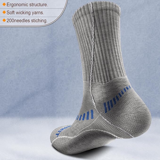 BULLIANT Compression Socks for Men 6Pairs, Athletic Crew Socks Cushioned For Men Sports Running-Arch Support