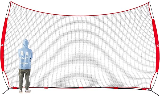 12x9ft / 16x10ft Barricade Backstop Net, Ball Sports Barrier, Practice Net for Baseball, Softball, Lacrosse, Soccer, Basketball and More