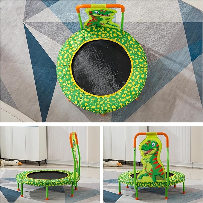 36 Inch Toddler Trampoline with Handle, Outdoor Indoor Trampoline for Kids, Mini Trampolines with Handlebar, Gifts for Boys and Girl, Small Kid Baby Trampolines