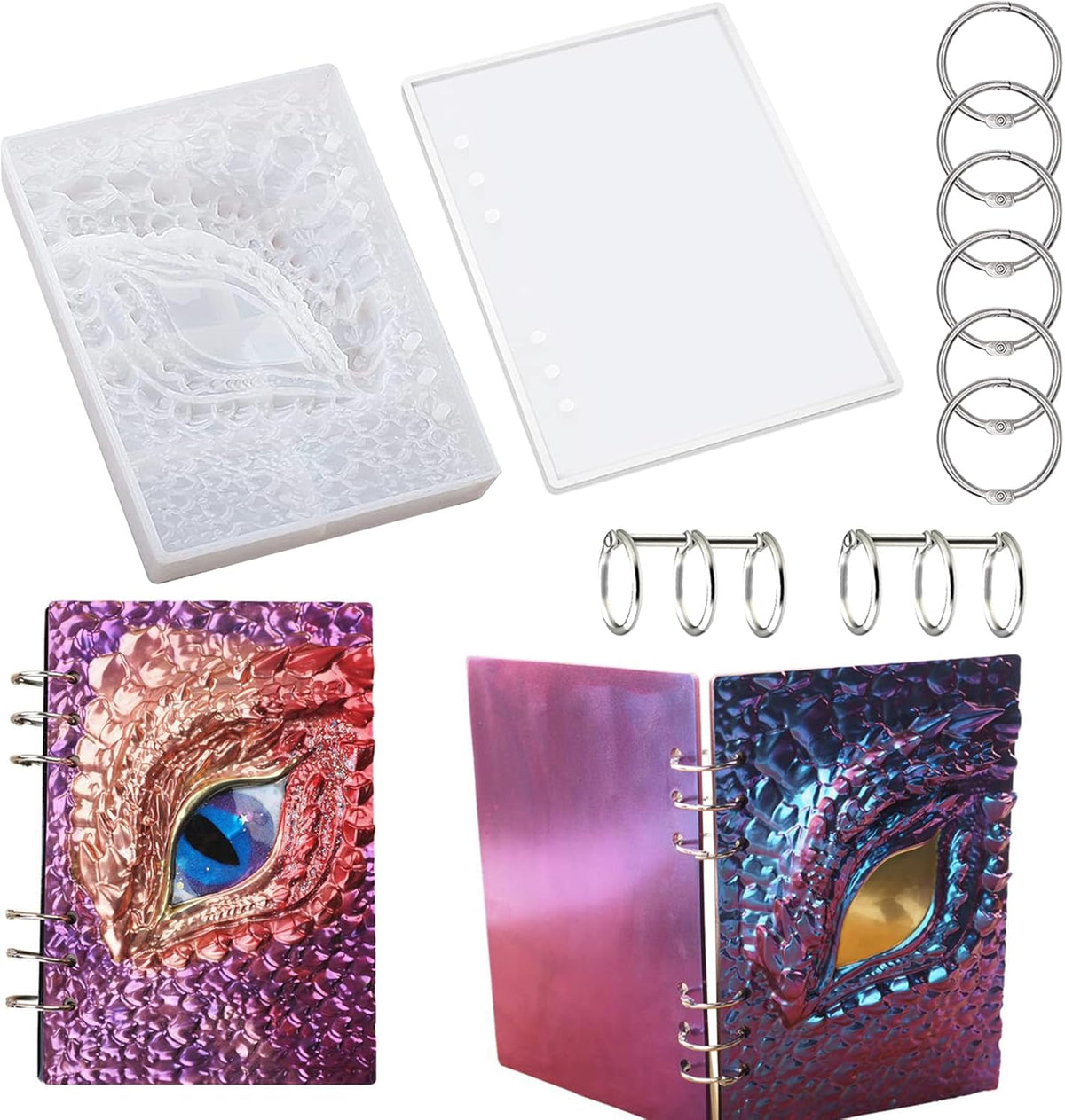 Note Book Cover Resin Molds, 2 Style A5 Note Book Cover, Resin Notebook Molds, Epoxy Resin Molds Silicone Casting with Book Rings for Notebook Epoxy Resin DIY