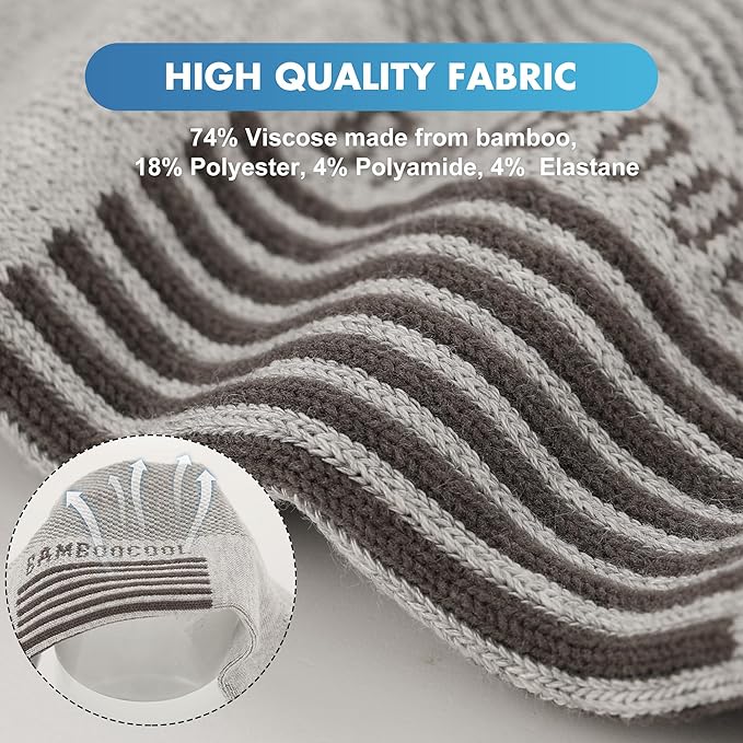 BAMBOO COOL Men's Ankle Socks Athletic Cushioned Moisture Wicking, Running Socks Arch Support Breathable, Heel Tab 8 Pack