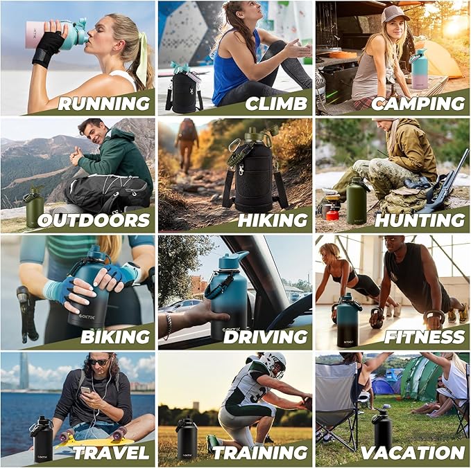 84oz Water Bottle with Straw - Triple Insulated Flask, 48hr Cold Retention Large Water Bottle, Leakproof Water Jug for Gym, Hiking, Camping, Outdoor Sports(2 pack,Mix Color)