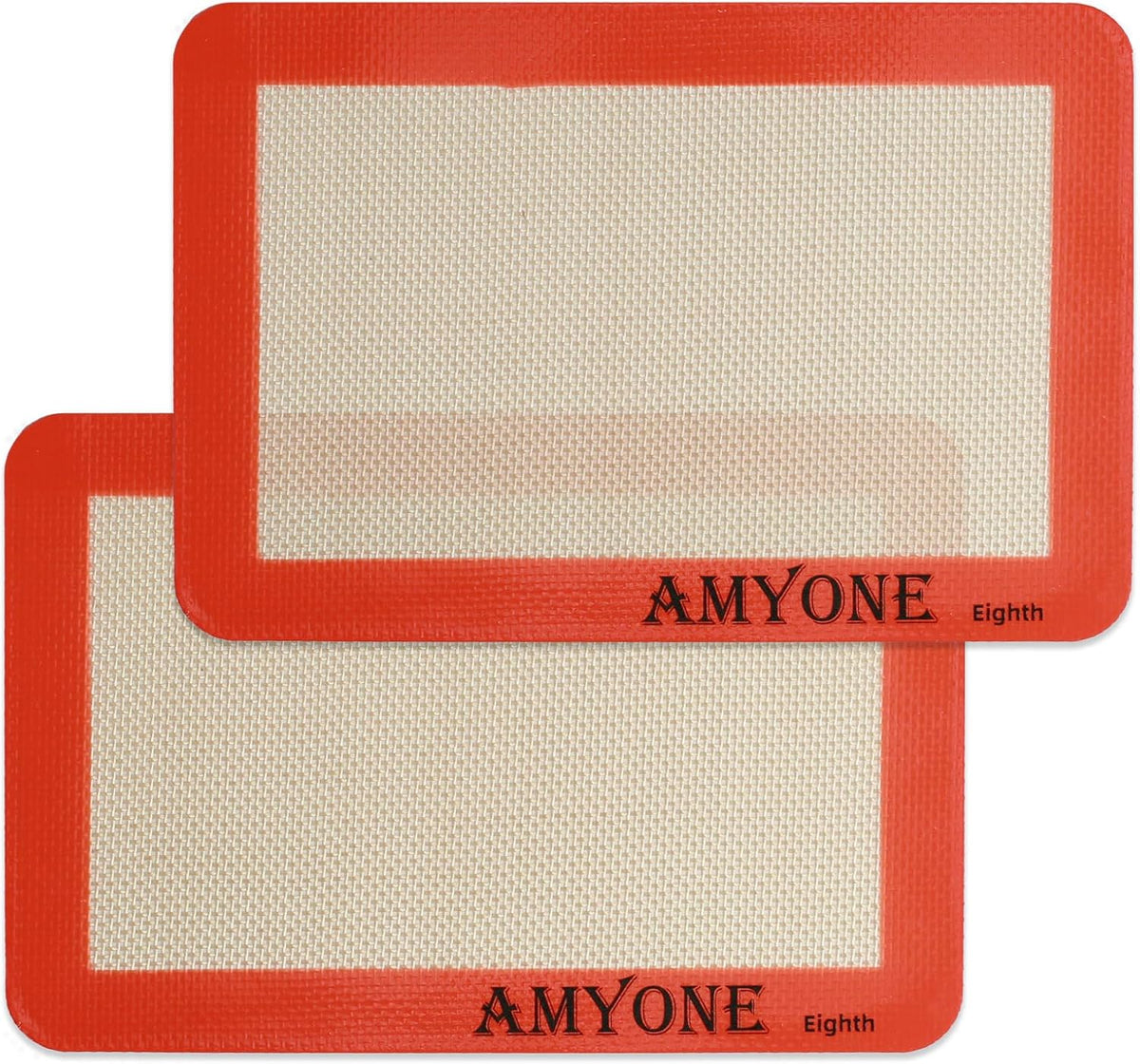 AMYONE Silicone Baking Mat for 1/8 Sheet Pan, Eighth Non-Stick Silicone Baking Sheet Liner for Cookie Macaron Bread Pastry, Food Grade Silicone Mat for 9 x 7-inch Small Toaster Oven Tray, 2 PCS