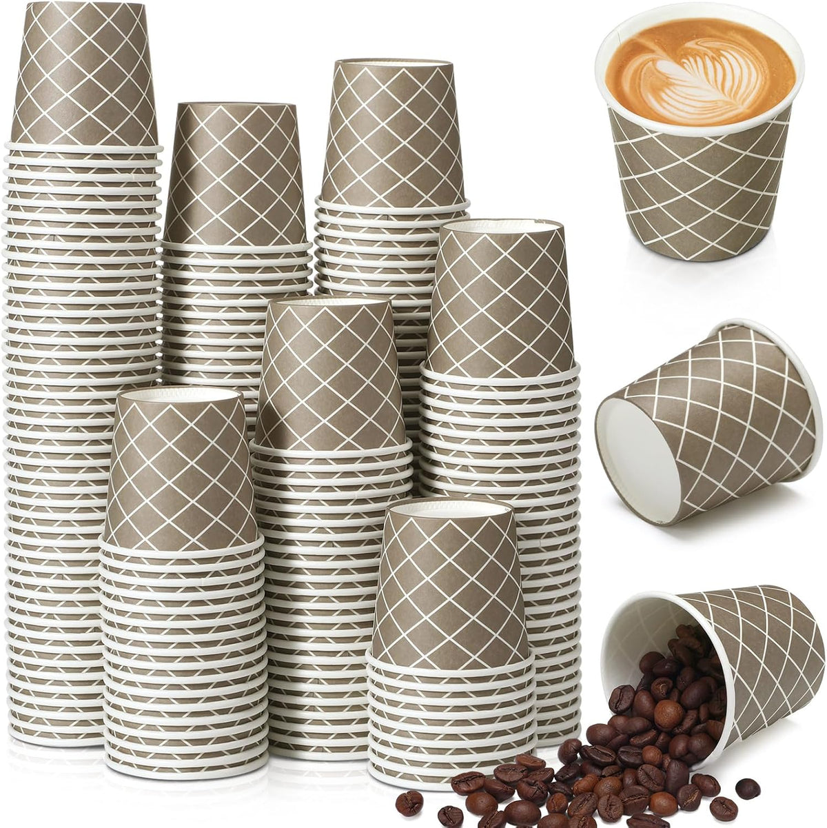 Rtteri 200 Pcs Count 3 oz Disposable Coffee Cups Disposable Espresso Cups Small Paper Cups 3 oz Cups for Coffee Tea Cocoa Juice Mini Paper Cups for Cafes Offices and Home