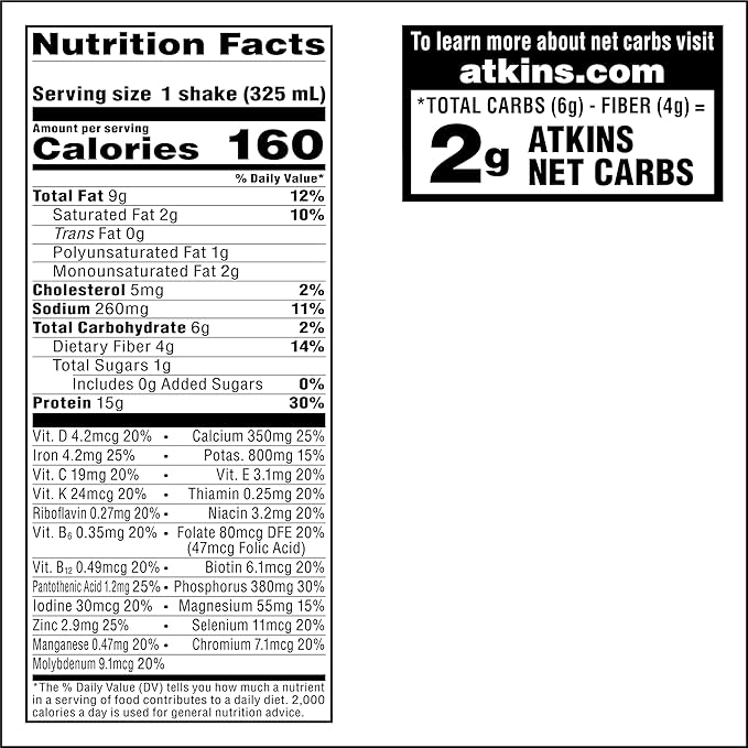 Atkins Dark Chocolate Royale Protein Shake, High Protein Shakes, Low Glycemic, Low Carb and Low Sugar Chocolate Flavored Protein Shakes, Keto Friendly, 12 Count