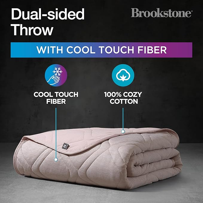 Brookstone Cooling Comfort Throw Blankets for Sleeping - Innovative Cooling Dual-Sided Throw - Oversized Cool Blanket for Hot Sleepers - Nylon and Polyethylene Blanket - Rose Smoke
