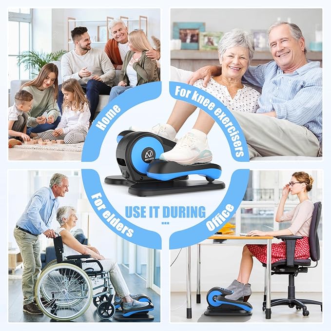 ANCHEER Under Desk Elliptical, Electric Leg Exerciser While Sitting for Seniors, Fully Assembled Motorized Ellipse Leg Exerciser Seated Elliptical Machine with 12 Adjustable Speeds