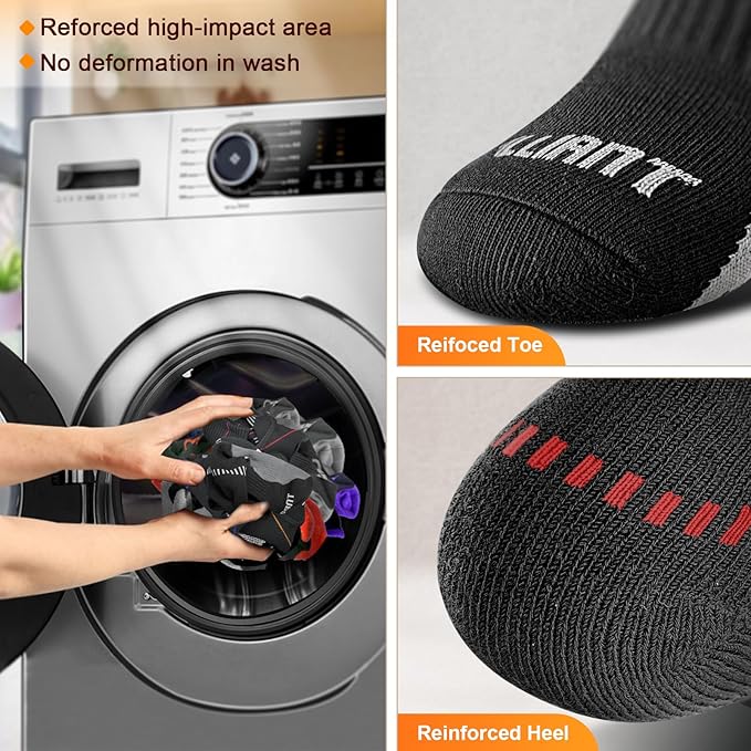 BULLIANT Compression Socks for Men 6Pairs, Athletic Crew Socks Cushioned For Men Sports Running-Arch Support