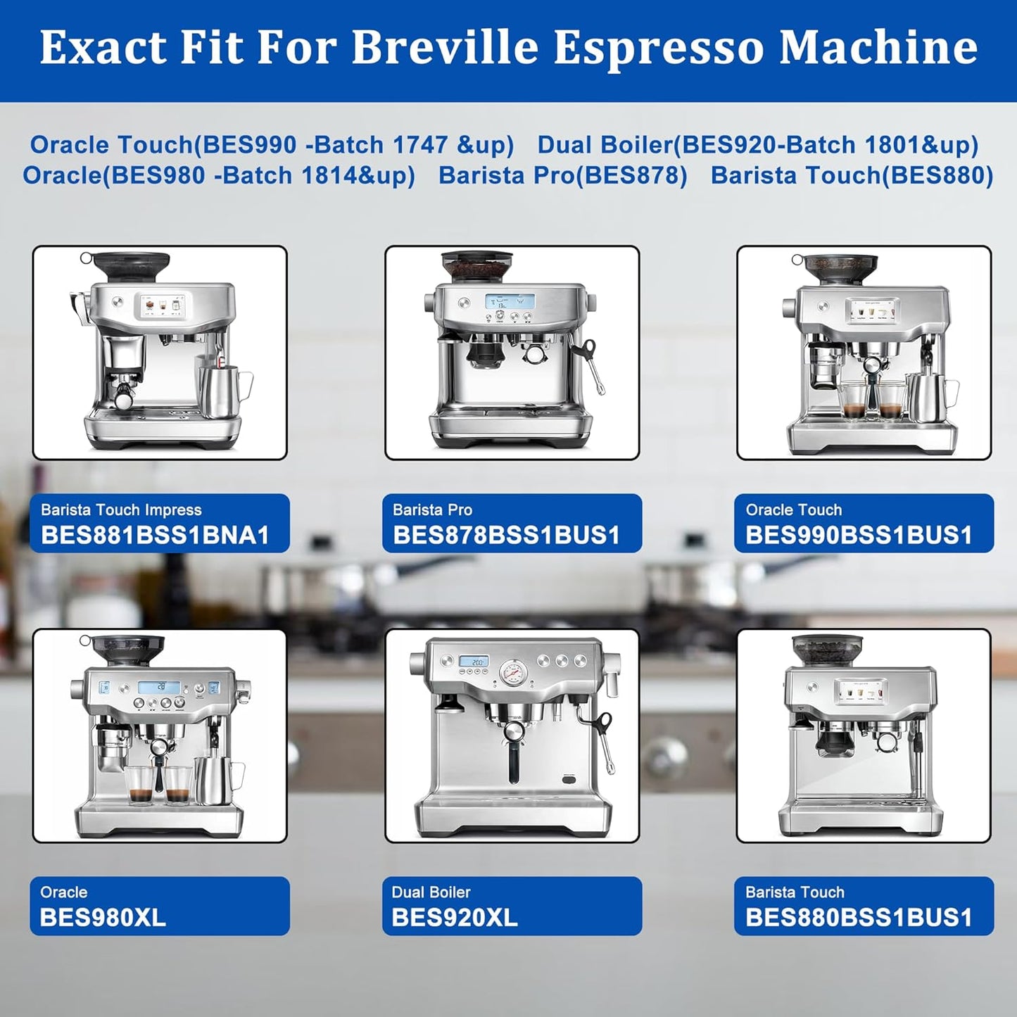 TOMOON Water Filter Replacement for Breville Espresso Machines Barista Touch BES880, Barista Pro BES878,Oracle Touch BES990,Oracle BES980,Dual Boiler BES920 Bambino ClaroSwiss Sage,2 Pack