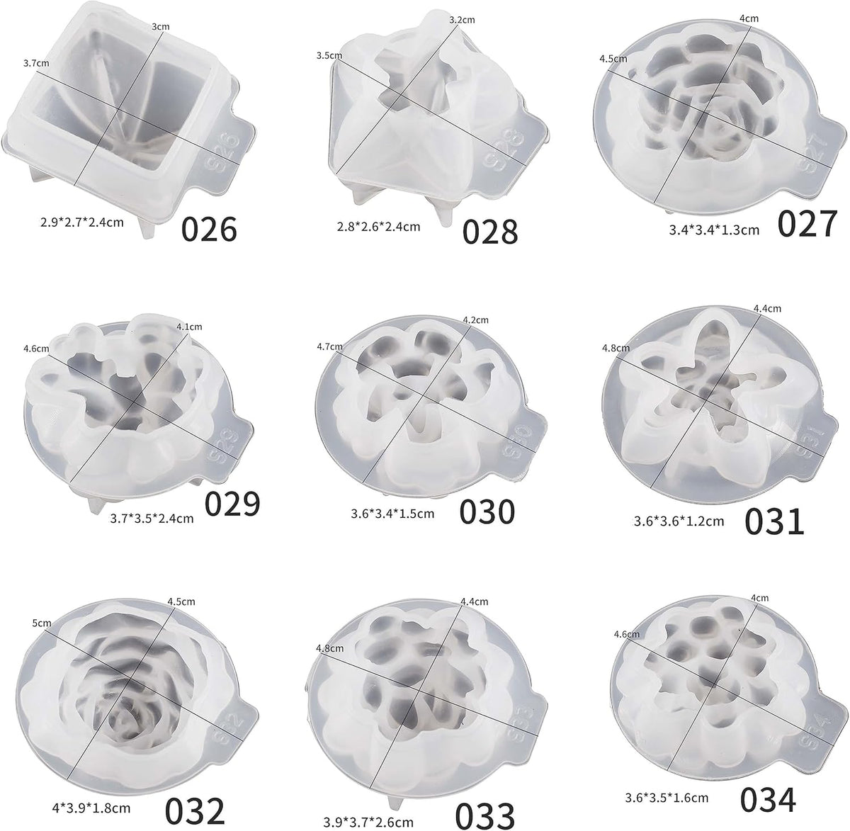 18 Pack Flower Succulent Candle Molds Peony Rose Resin Casting Silicone Molds for Home Decor & Candle Making Wave Spiral Mold