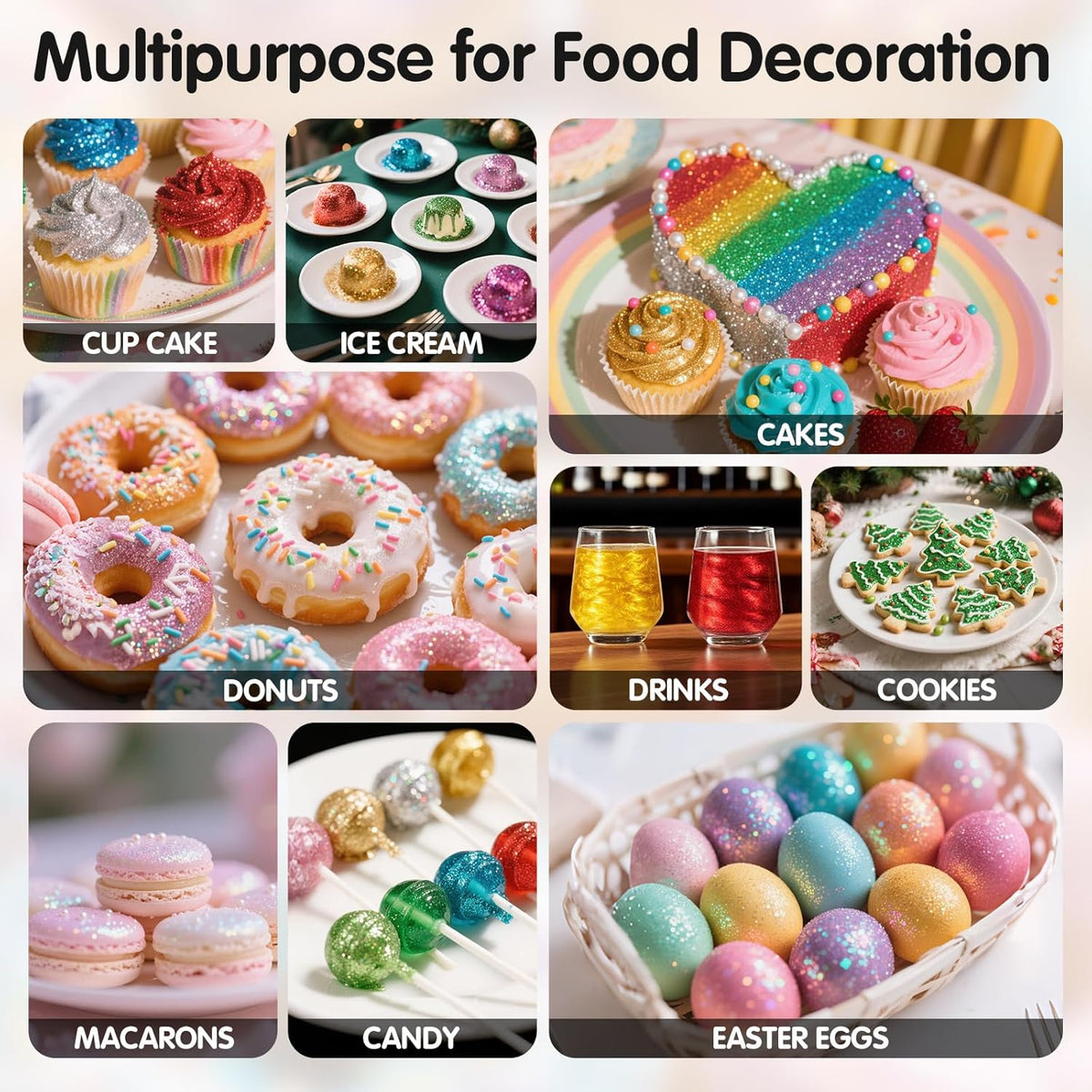 Edible Pink Glitter for Drinks,10g Pink Sprinkles Cake Decorating Supplies,Edible Luster Dust for Cocktail Beverages,Halloween Food Spray,Food Coloring Shimmer Powder for Baking,Cake Cupcakes Cookies Drinks Eggs Candy Strawberries Decorations