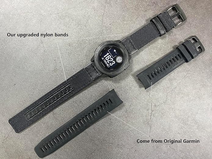 22mm Military Nylon Watch Bands for Garmin Instinct/Instinct 2 Solar, Durable Fabric Sport Strap Replacement Wristband Bracelet for Garmin Instinct Tactical/Esports/Tide/Instinct Solar