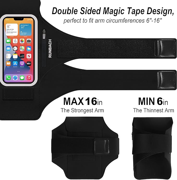 Armband for Samsung Galaxy S25 Ultra/S24 Ultra/S23 Ultra/S22 Ultra/S21 Ultra/S20 Ultra/S25+/S24+/S23+/S22+/S21+/S20+/S10+/S9+/S8+, with Zipper Pocket for for Galaxy Buds (Black)