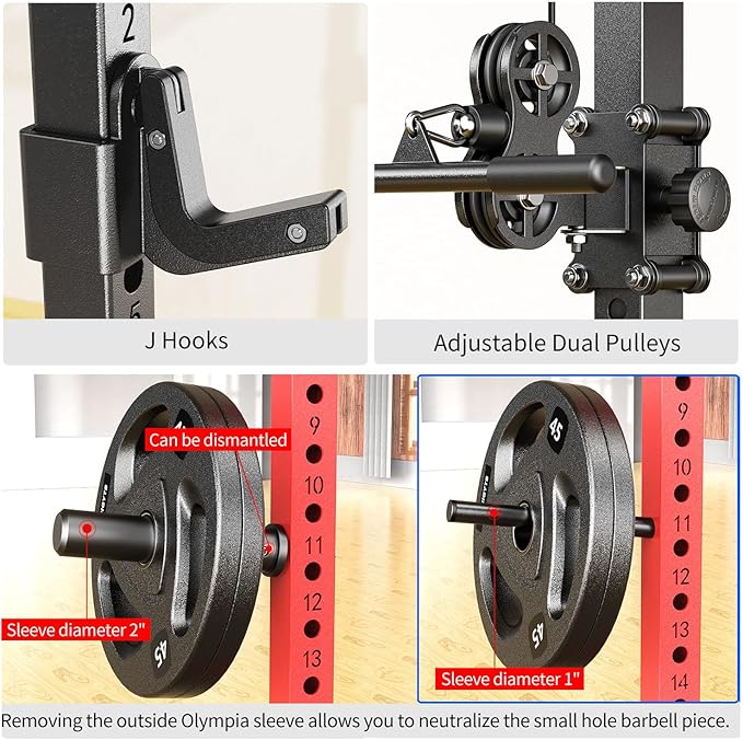 Power Rack Power Cages Multi-Function Squat Rack with Cable Crossover System Selectable More Training Attachment Weight Cage for Garage Home Gym
