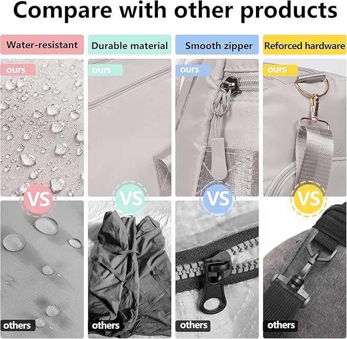 MABROUC Duffle Bag For Women, Sports Duffel Bag for Gym with Wet Pocket & Shoe Compartment, Overnight Weekender Travel Bag