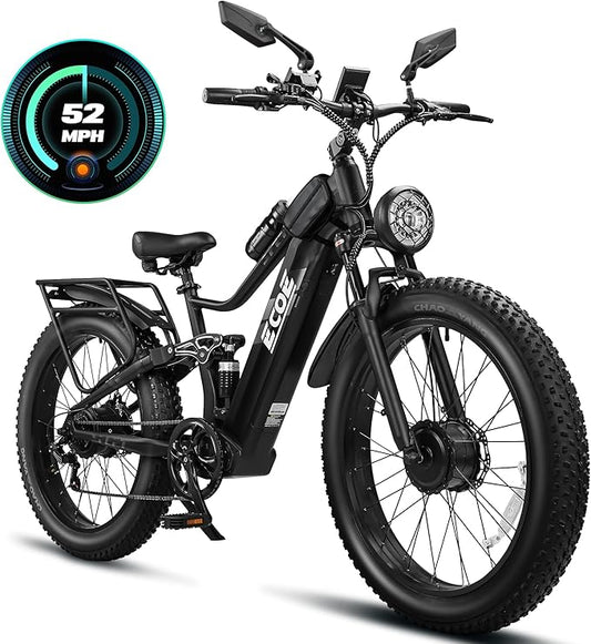 5000W Dual Motor Electric Bike for Adults 52MPH with 60V 32AH Battery, 26x4 Fat Tire All Terrain Ebikes, Full Suspension E Bike, SHM 7-Speed Gear Electric Bicycle(63v) (63V-Z)