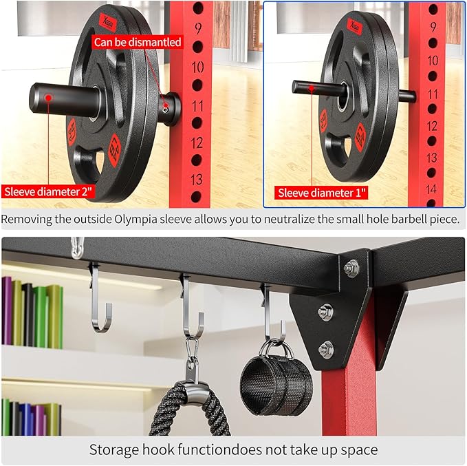 Power Cages Multi-Purpose Squat Rack with Cable Crossover System, Matching Weight Bench, Olympic Barbell Weight Set for Garage and Home Gyms