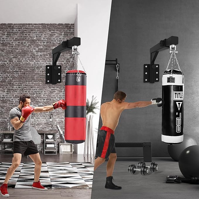 Adjustable Heavy Duty Bag Hanger,Wall Mount Punching Bag Hanger,Thickened Steel Plate and Stainless Steel kit for Home Gym Indoor Outdoor (Supports up to 900Ib)