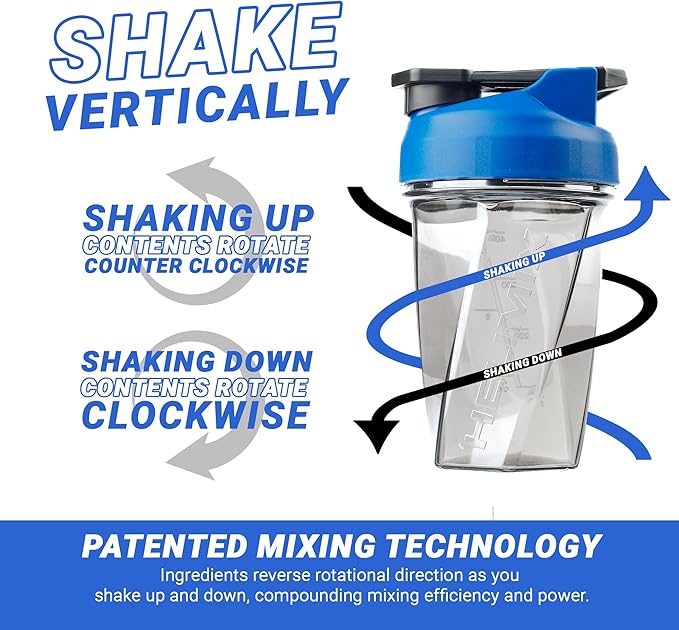 HELIMIX 1.5 Vortex Blender Shaker Bottle Holds Upto 20oz | No Blending Ball or Whisk | USA Made | Portable Pre Workout Whey Protein Drink Shaker Cup | Mixes Cocktails Smoothies Shakes | Top Rack Safe