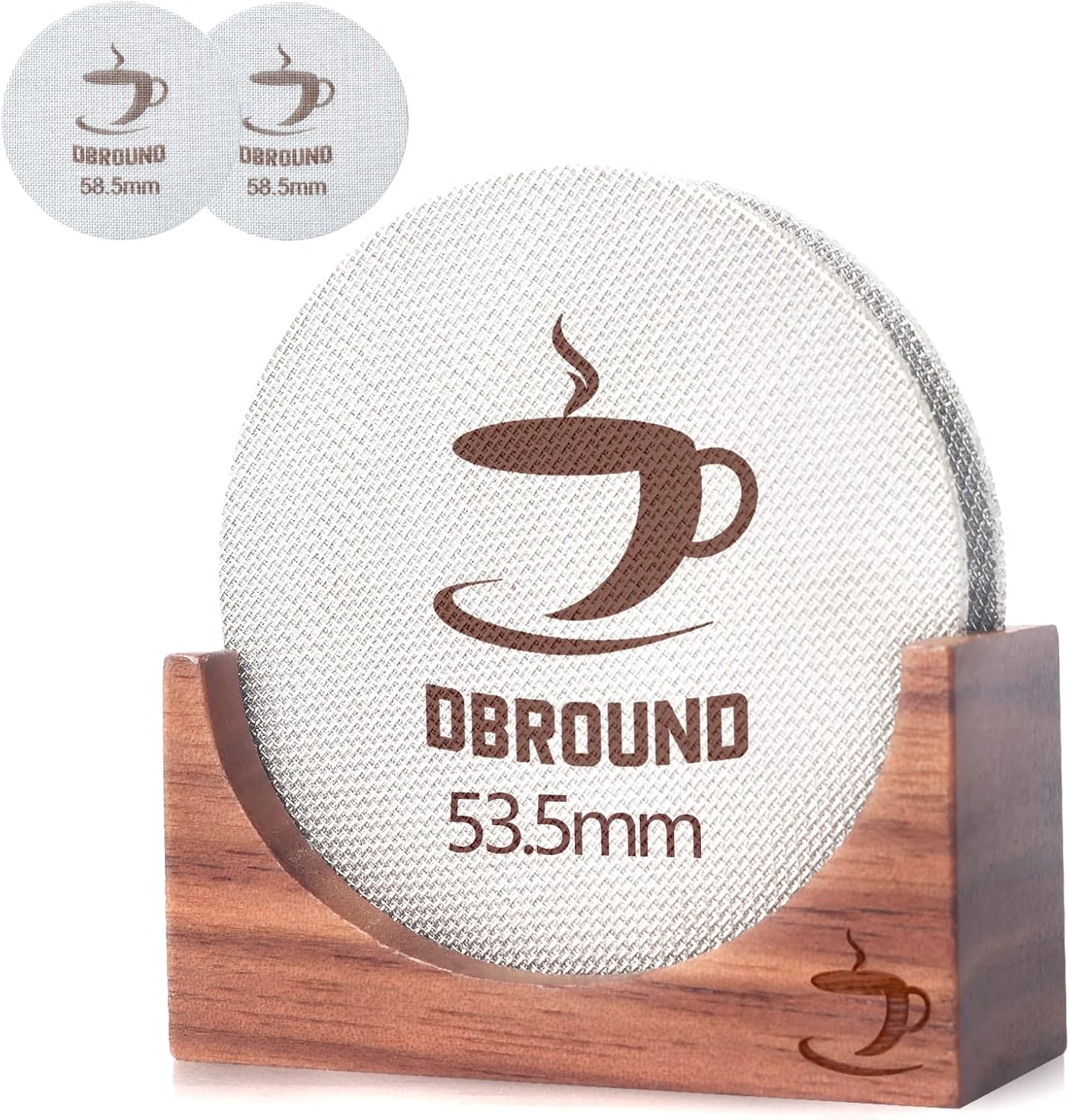2 Packs 53.5 Puck Screen with Stand - Metal Espresso Coffee Filter, Reusable Puck Screen Replacement, Perfect Espresso Distribution Tool Compatible with Espresso Machine 54mm Portafilter Basket