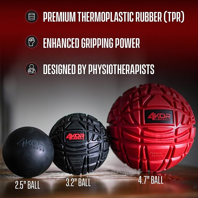 4KOR Massage Balls for Trigger Point Therapy - Myofascial Release Ball - Muscle Relief for Back, Neck, Shoulder, Foot Pain - Fitness Massage Balls for Mobility - Deep Tissue Release Ball