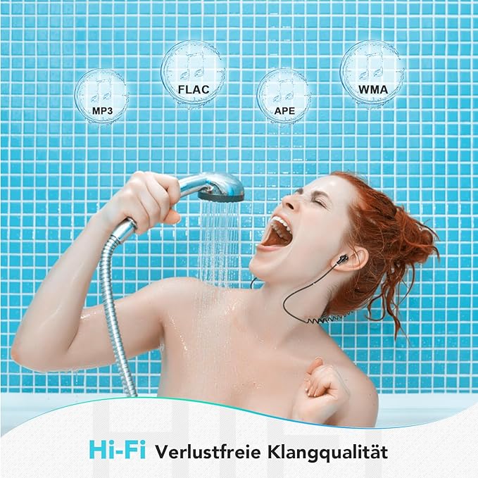 AGPTEK IPX8 Waterproof Mp3 Player with Screen, Multi-Functional Clip Music Player with Waterproof Headphones for Surfing Swimming Water Sports