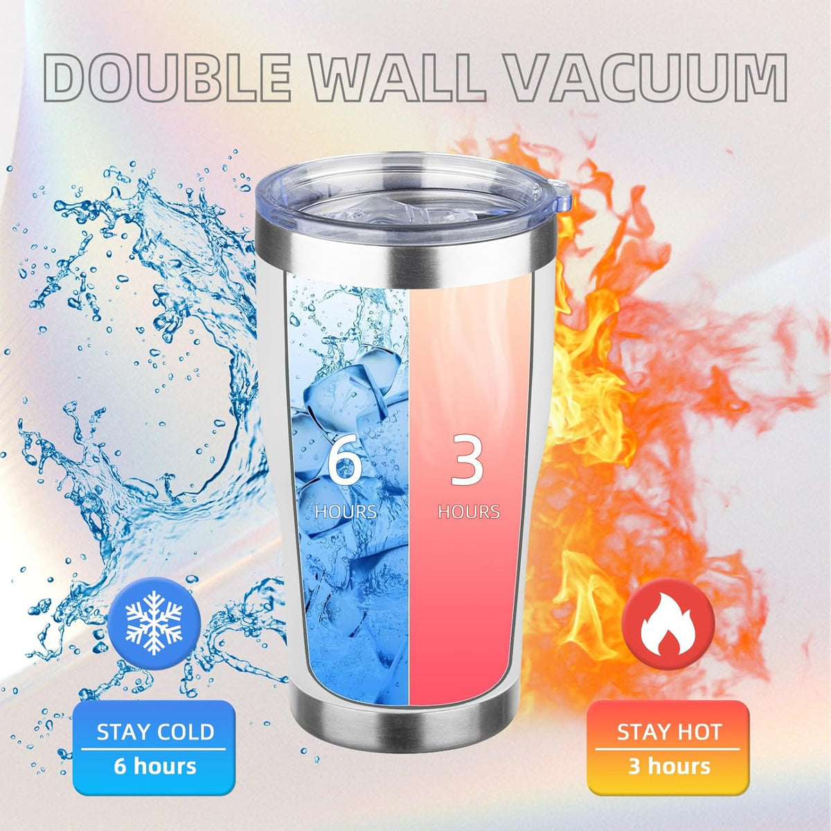 MEZMUT 20oz Coffee Tumbler with Lid and Straw Double Wall Vacuum Insulated Cup Stainless Steel Travel Mugs Insulated for Hot Cold Leakproof Powder Coated Tumbler for Indoor Outdoor(White, 4)
