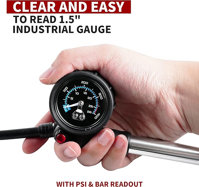 BV Mini Bike Pump Portable Frame Pump, Shock Pump for Bike Shock, Air Ball Pump Inflator with Ball Pump Needles, Mini Pump Fits Presta & Schrader- Smart Valve